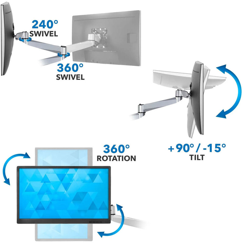 Mount-It! MI-63156 Full-Motion Quad-Monitor Desk Mount with Clamp & Grommet for Up to 27" Displays