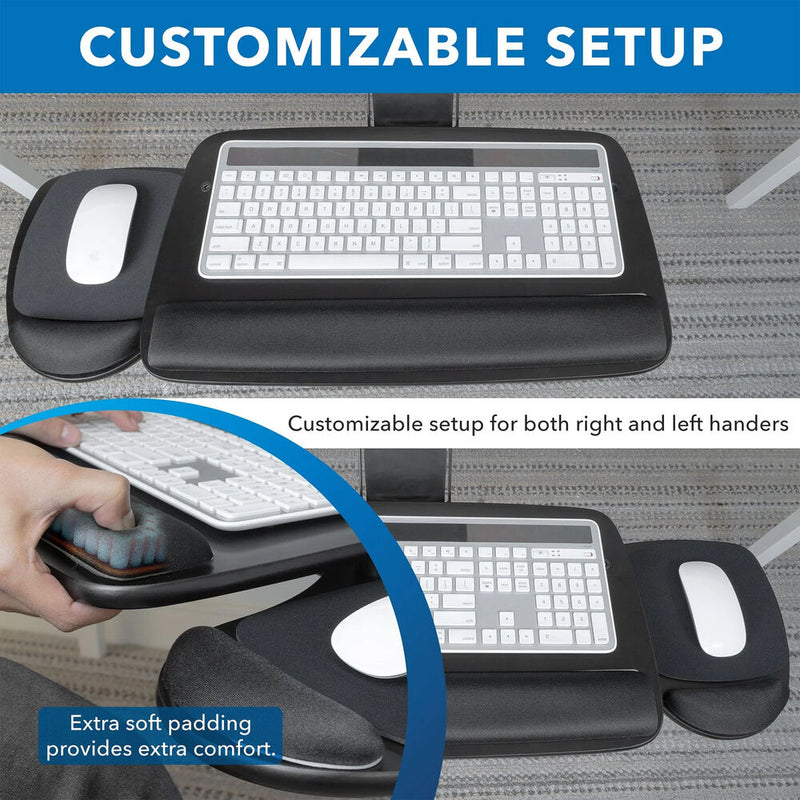 Mount-It! MI-7149 Under Desk Keyboard Platform with Mouse Tray & Wrist Support (Black)