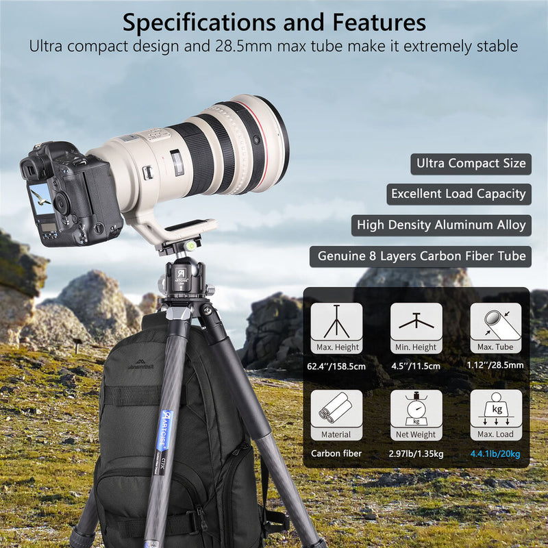 ARTCISE CT70C Compact Carbon Fiber Tripod