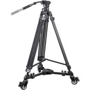 ARTCISE MF70 Heavy-Duty Aluminum Video Tripod with Fluid Head & TD1 Universal Photography Tripod Dolly