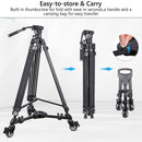 ARTCISE MF70 Heavy-Duty Aluminum Video Tripod with Fluid Head & TD1 Universal Photography Tripod Dolly
