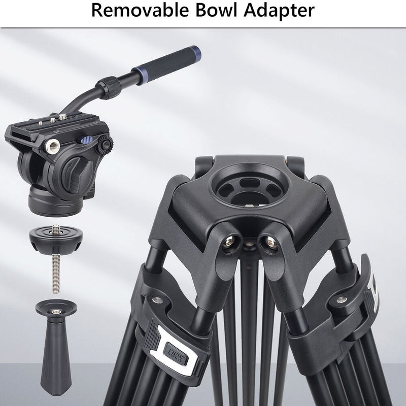 ARTCISE MF70 Heavy-Duty Aluminum Video Tripod with Fluid Head & TD1 Universal Photography Tripod Dolly