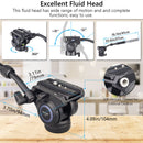 ARTCISE MF70 Heavy-Duty Aluminum Video Tripod with Fluid Head & TD1 Universal Photography Tripod Dolly