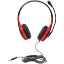Califone KH-08GT RD On-Ear Headset with Gooseneck Microphone and 3.5mm Plug (Black and Red)