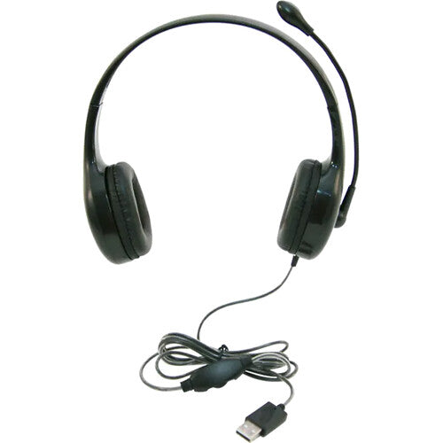Califone KH-08 GUSB BK On-Ear Headset with Gooseneck Microphone and USB Connector (Black)
