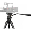 Tilta 75mm Cine Fluid Head with 3-Stage Carbon Fiber Tripod Legs (17.6 lb Load, Space Gray)