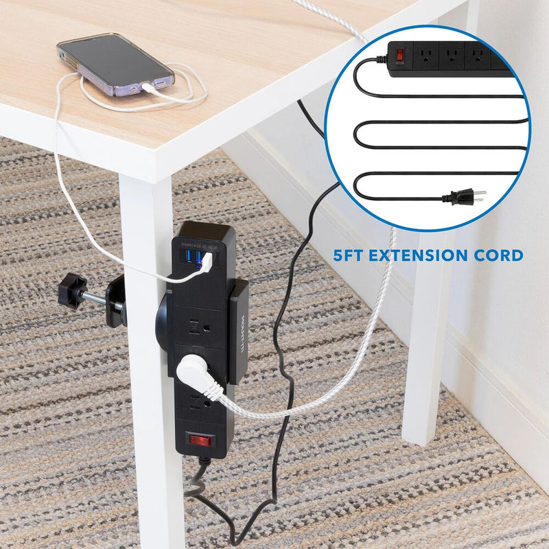 Mount-It! MI-7281B Power Strip and Clamp Desk Mount (Black)
