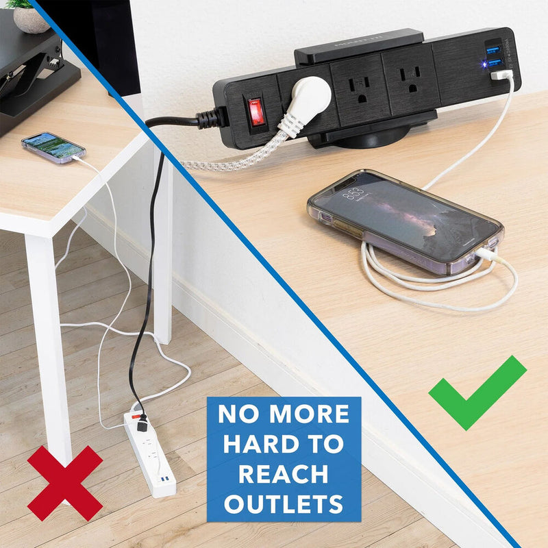Mount-It! MI-7281B Power Strip and Clamp Desk Mount (Black)