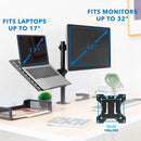 Mount-It! MI-7352LTMN Full-Motion Laptop & Monitor Desk Mount with Cooling Tray