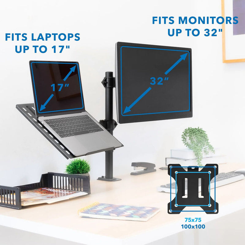 Mount-It! MI-7352LTMN Full-Motion Laptop & Monitor Desk Mount with Cooling Tray