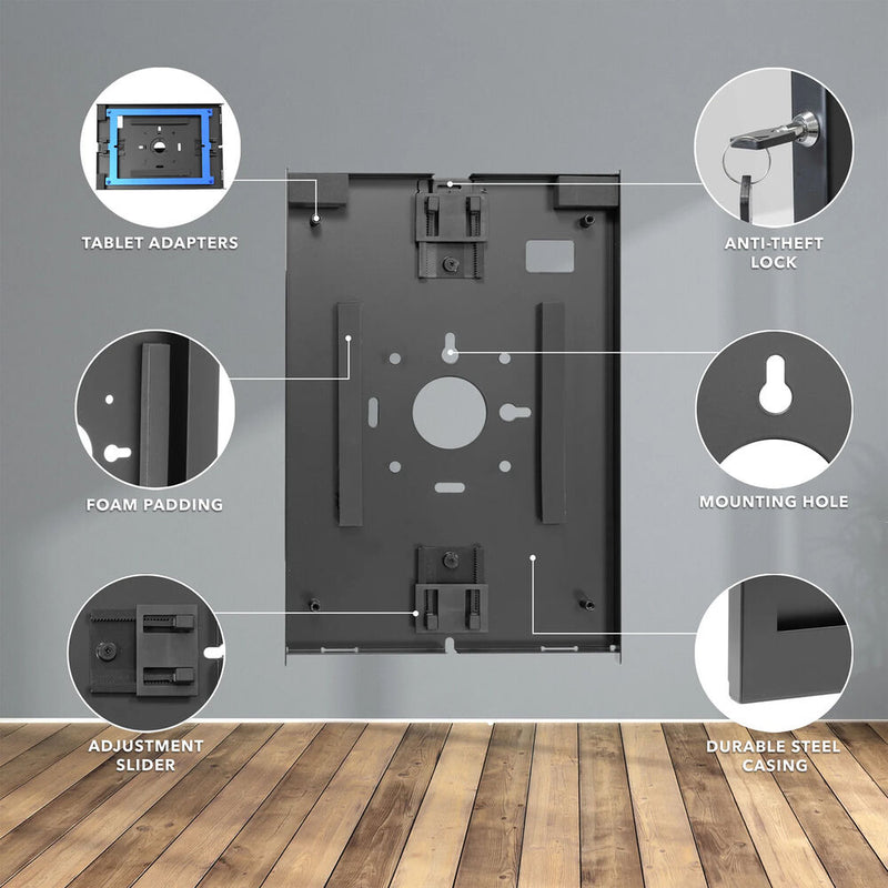 Mount-It! Anti-Theft Tablet Wall Mount for Apple iPad Models (Black)