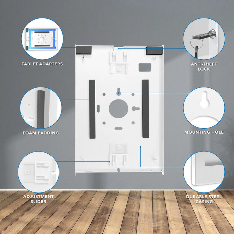 Mount-It! Anti-Theft Tablet Wall Mount for Apple iPad Models (White)