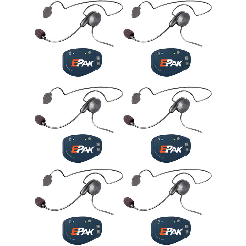 Eartec EP6CYB Evade E-PAK 6-Person Intercom System with Cyber Headsets (2.4 GHz)
