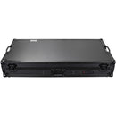Odyssey Black Low-Profile DJ Coffin with 12" Mixer and Two Turntables, Wheels, and Glide Platform