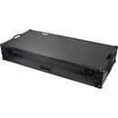 Odyssey Black Low-Profile DJ Coffin with 12" Mixer and Two Turntables, Wheels, and Glide Platform