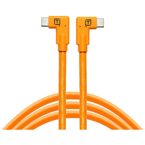 Tether Tools TetherGuard LeverLock Plate & TetherPro Dual Right-Angle USB-C Cable Kit (15', High-Visibility Orange)