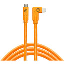 Tether Tools TetherGuard LeverLock Plate & TetherPro USB-C to Right-Angle USB-C Cable Kit (15', High-Visibility Orange)