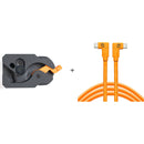 Tether Tools TetherGuard LeverLock Plate & TetherPro Dual Right-Angle USB-C Cable Kit (15', High-Visibility Orange)