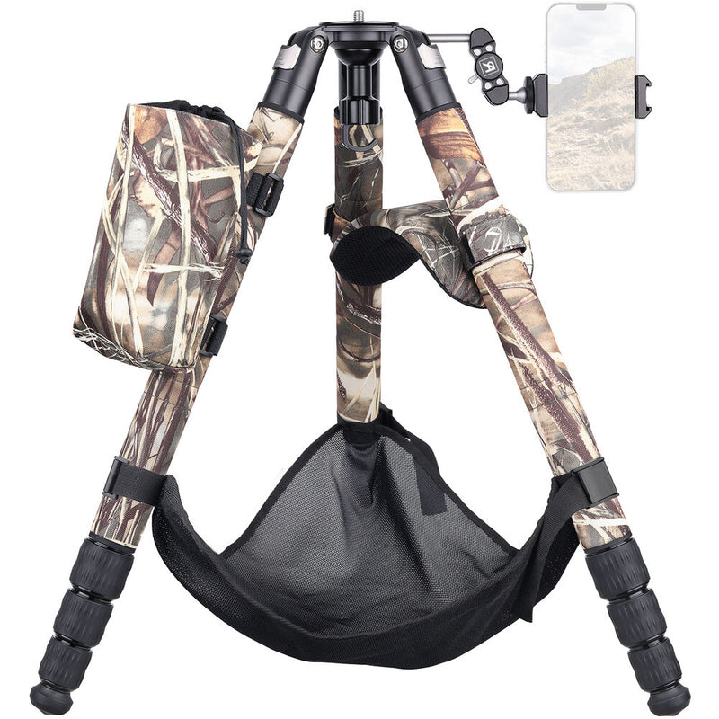 ARTCISE AS80CH Carbon Fiber Tripod with 65mm Bowl, Magic Arm, and Smartphone Holder (Camouflage)