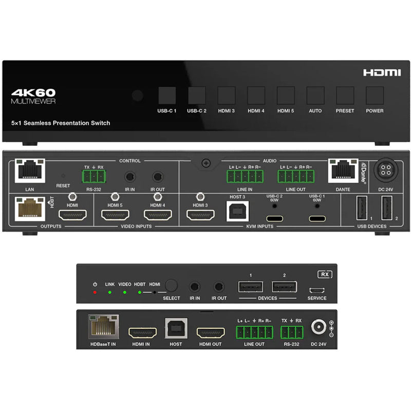 DVDO Seamless Presentation Switcher/Scaler/Extender Kit with USB-C & HDMI Inputs & Dante