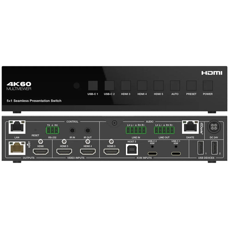 DVDO Seamless Presentation Switcher/Scaler/Extender Kit with USB-C & HDMI Inputs & Dante