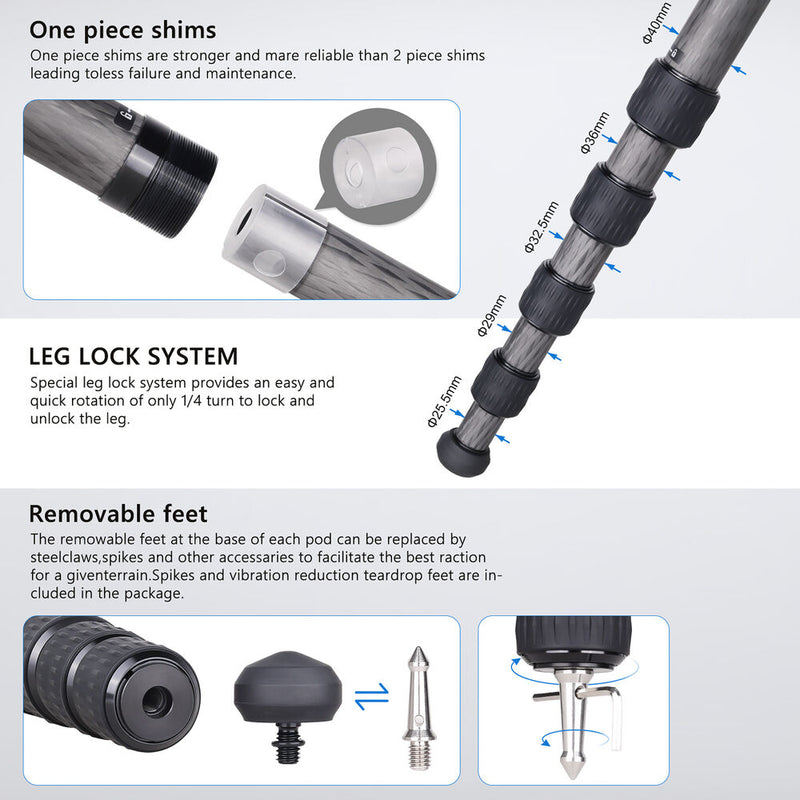 ARTCISE CS901C Carbon Fiber Tripod with External Center Column