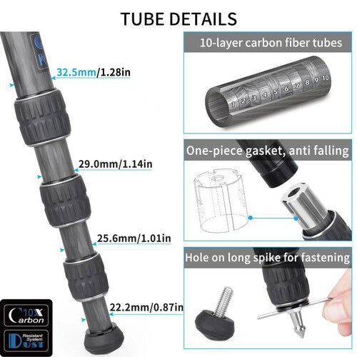 INNOREL GT324C Carbon Fiber Travel Tripod with N44 Ball Head