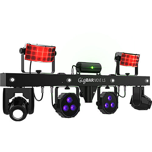 CHAUVET DJ GigBAR Move ILS 5-in-1 Lighting System with Moving Heads, Pars, Derbys, Strobe, and Laser Effects