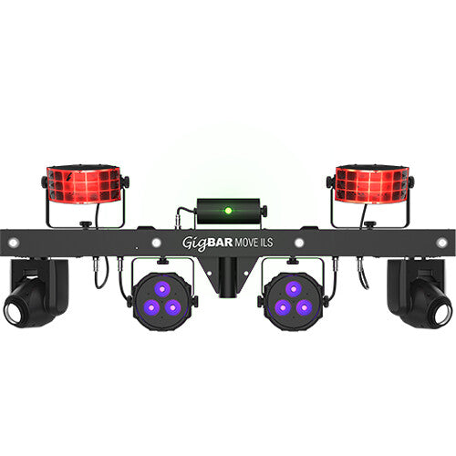 CHAUVET DJ GigBAR Move ILS 5-in-1 Lighting System with Moving Heads, Pars, Derbys, Strobe, and Laser Effects