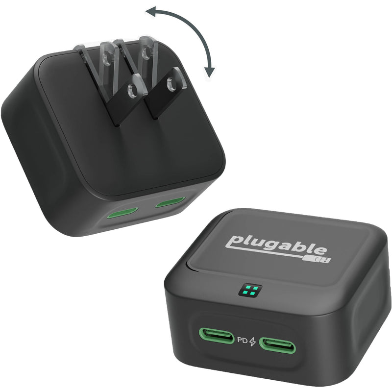 Plugable 40W Dual USB-C Wall Charger (Black)