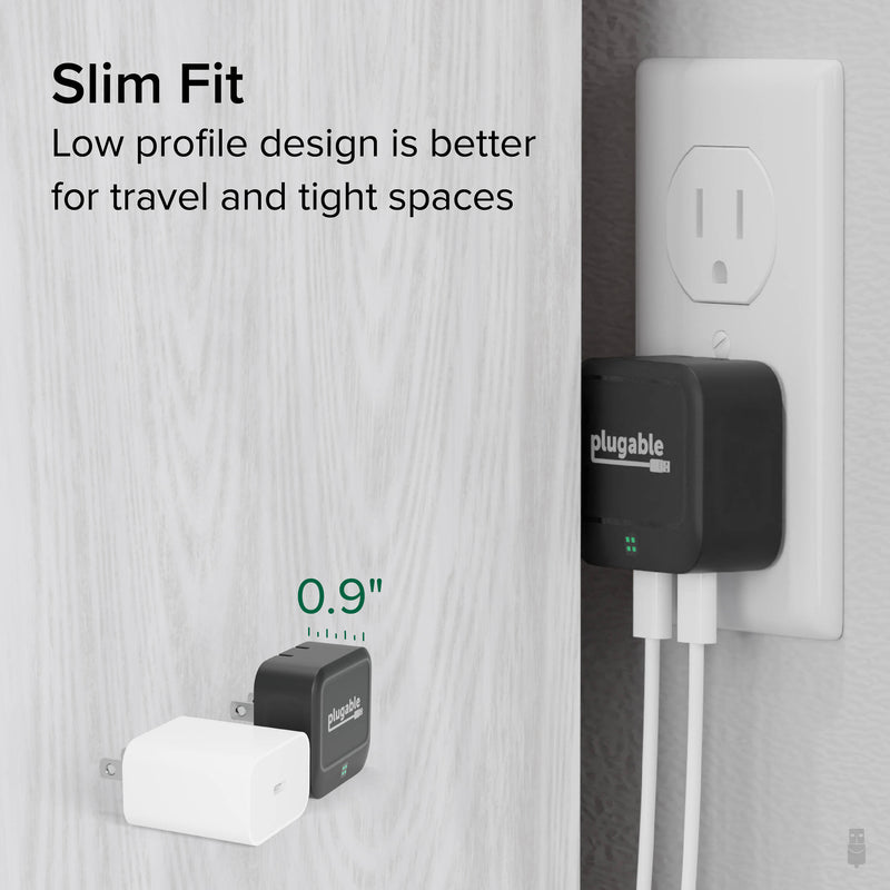 Plugable 40W Dual USB-C Wall Charger (Black)