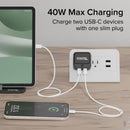 Plugable 40W Dual USB-C Wall Charger (Black)