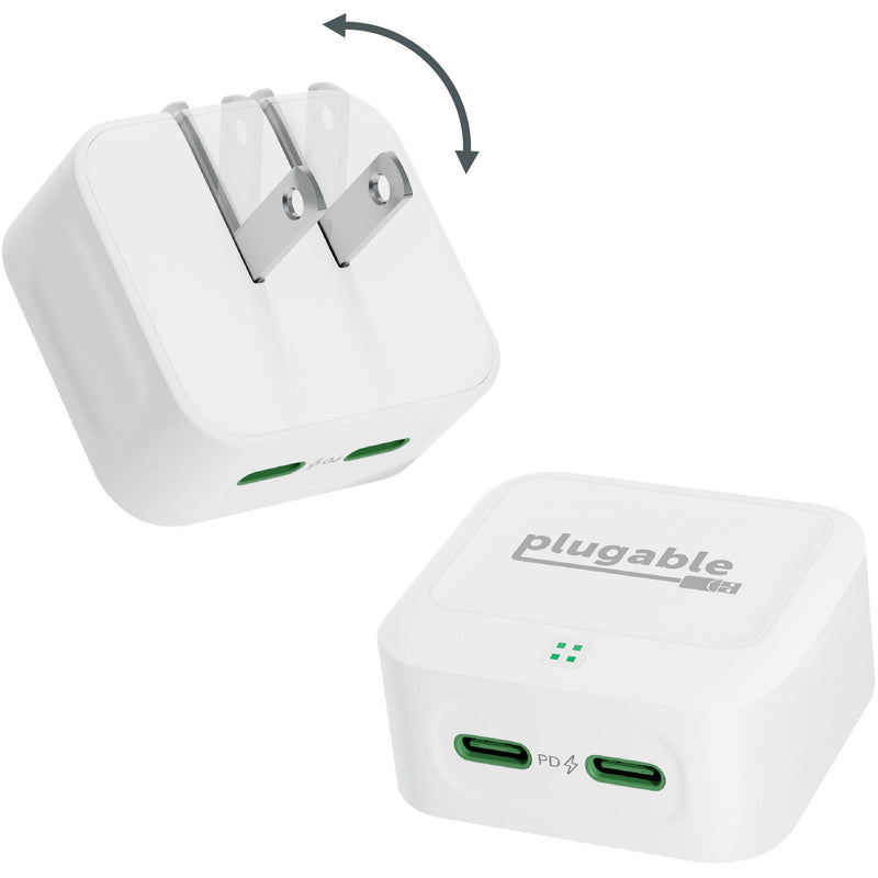 Plugable 40W Dual USB-C Wall Charger (White)