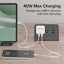 Plugable 40W Dual USB-C Wall Charger (White)