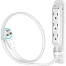 Maximm Cable 3-Outlet Power Extension Cord with 360&deg; Rotating Flat Plug (White, 1')