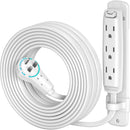 Maximm Cable 3-Outlet Power Extension Cord with 360&deg; Rotating Flat Plug (White, 25')