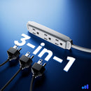 Maximm Cable 3-Outlet Power Extension Cord with 360&deg; Rotating Flat Plug (White, 3')