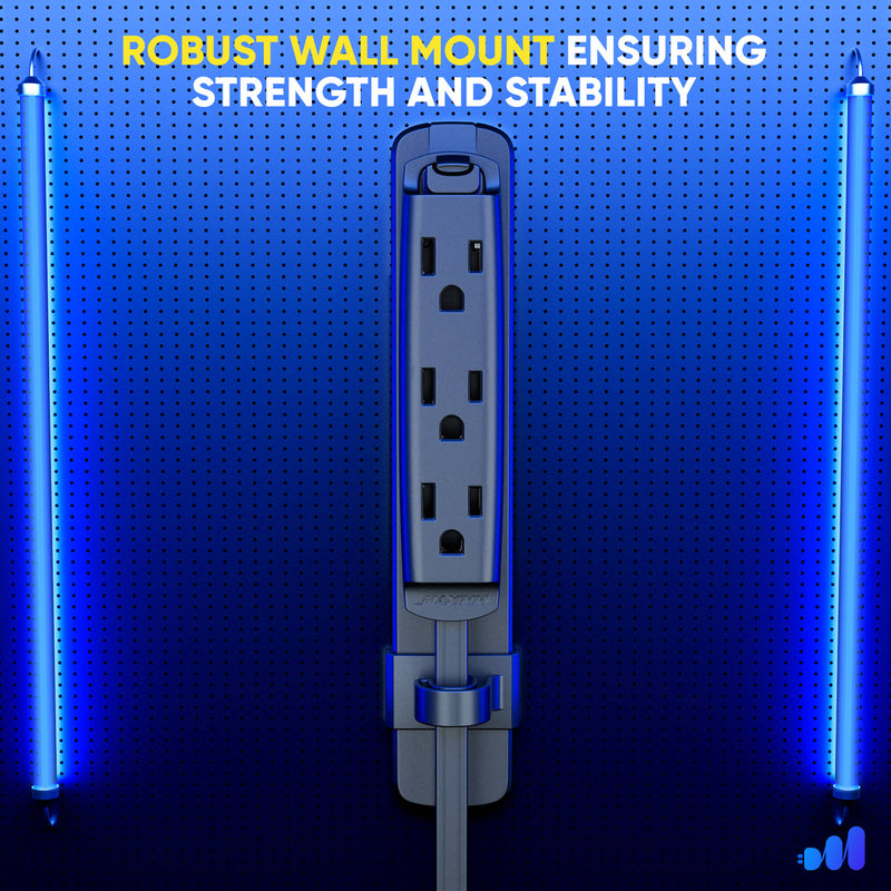 Maximm Cable 3-Outlet Power Extension Cord with 360&deg; Rotating Flat Plug (Black, 25')