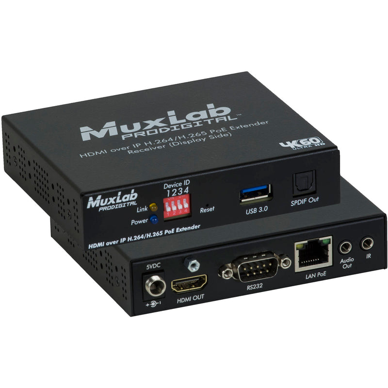 MuxLab 4K60 HDMI-over-IP H.264/H.265 PoE Receiver V2