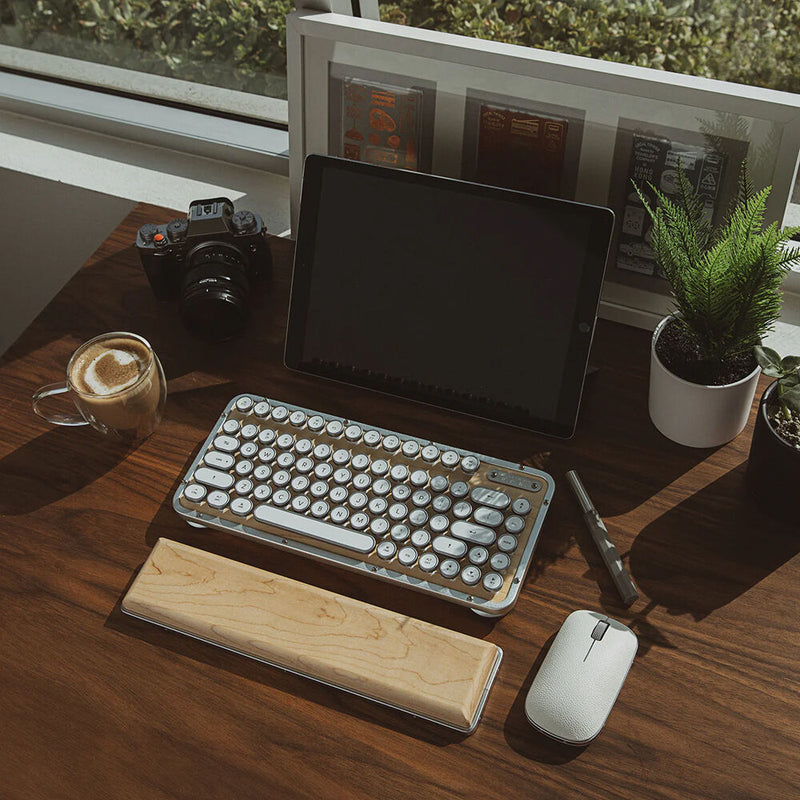 AZIO Maple Retro Compact Keyboard (Maple Wood / Silver Aluminum)