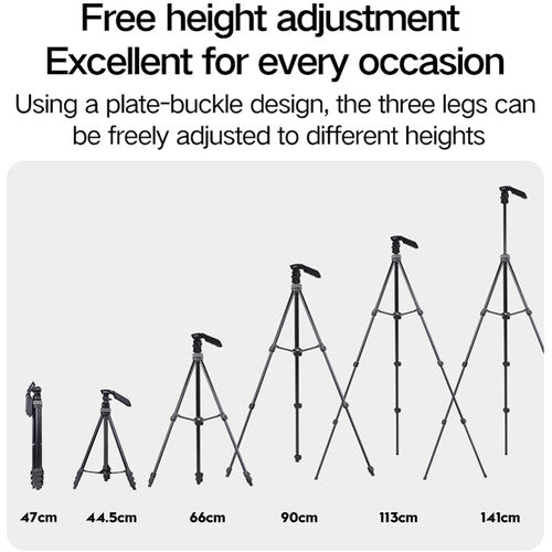 XILETU LSM1+XT204A Aluminum Tripod with Panoramic Head & Mobile Phone Holder