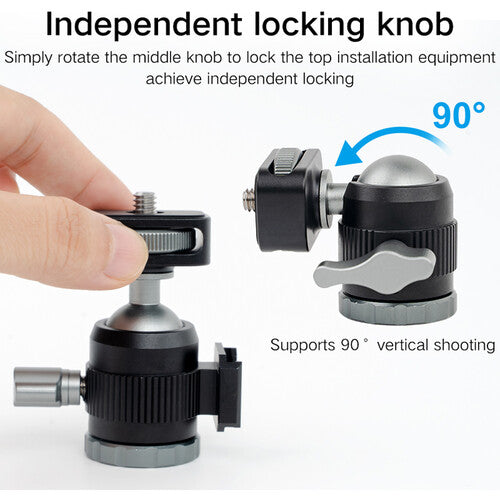 XILETU MC-22S Dual Cold Shoe Mini Ball Head