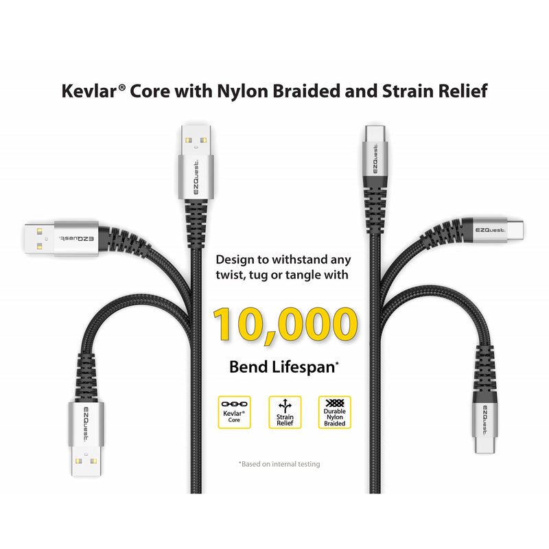 EZQuest DuraGuard USB-A to USB-C Charge and Sync Cable (3.9')
