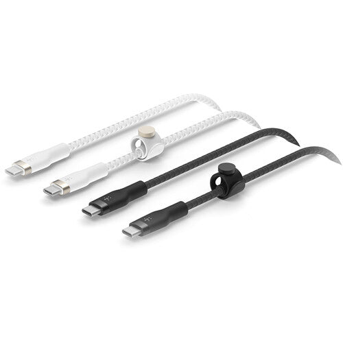 Belkin BoostCharge Pro Flex Braided Silicone USB-C Cable (3.3', White & Black, 2-Pack)