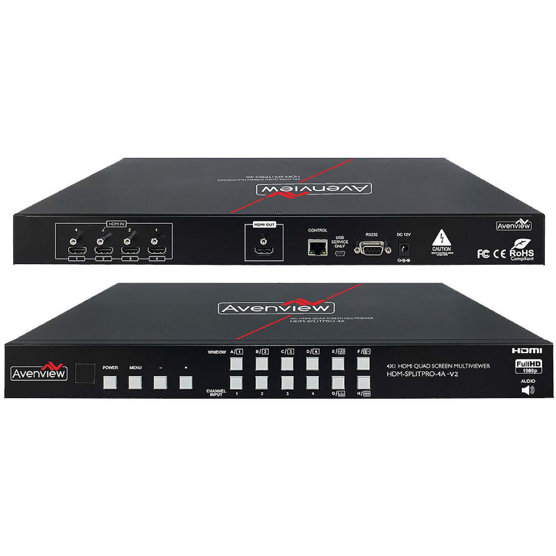 Avenview 4x1 HDMI Quad Multiviewer V2 with Rotation & Chroma-Key