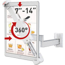 TechProtectus T72VL Barkan Full Motion 360 Rotating Anti-Theft Wall Mount for 7 to 14" Tablets (White)