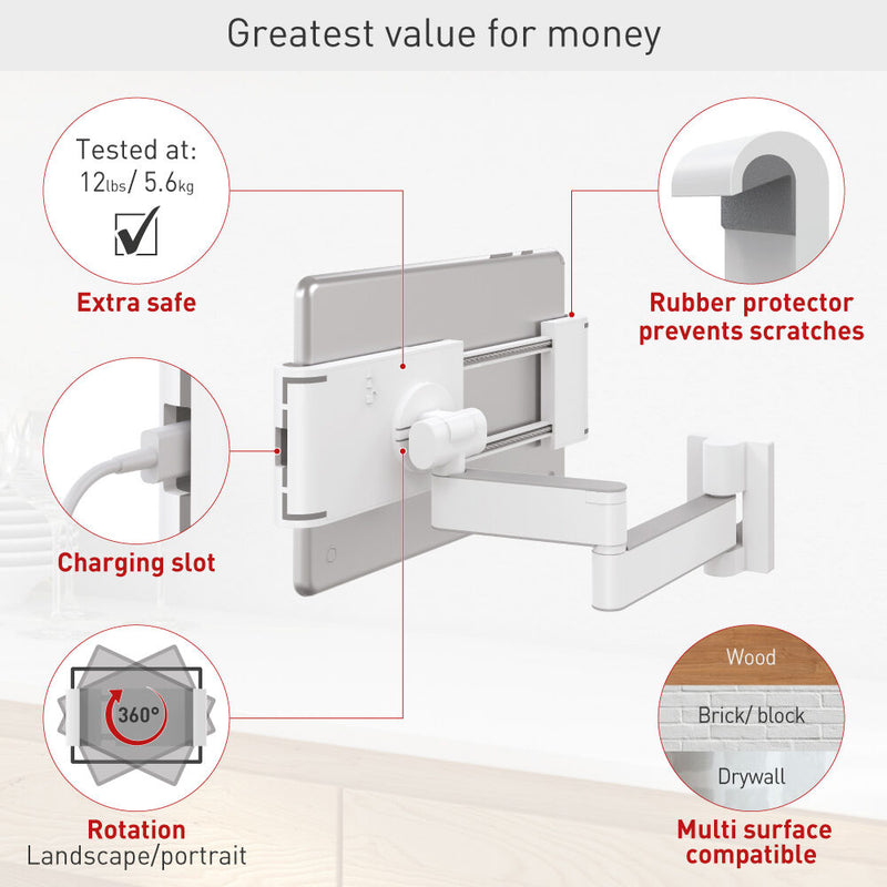 TechProtectus T54 Barkan Full Motion Wall & Cabinet Mount for Tablet (White)