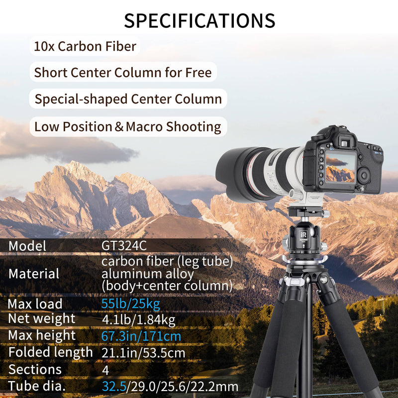 INNOREL GT324C Carbon Fiber Travel Tripod