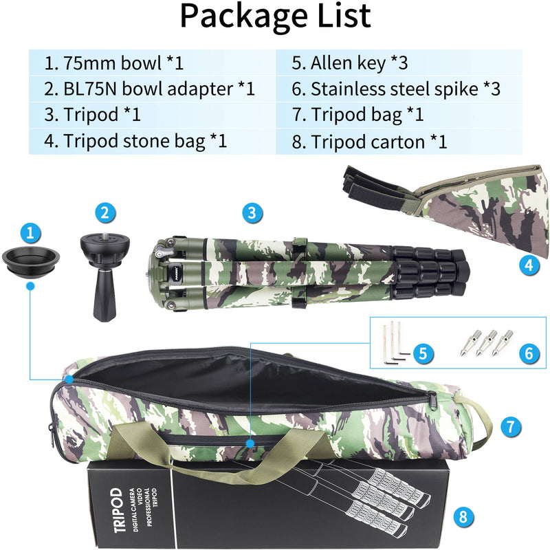 INNOREL LT364CG Carbon Fiber Tripod with 75mm Bowl (Green Camouflage)