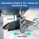 Uncaged Ergonomics KT4 Clamp-On Under-Desk Keyboard Tray (Black)
